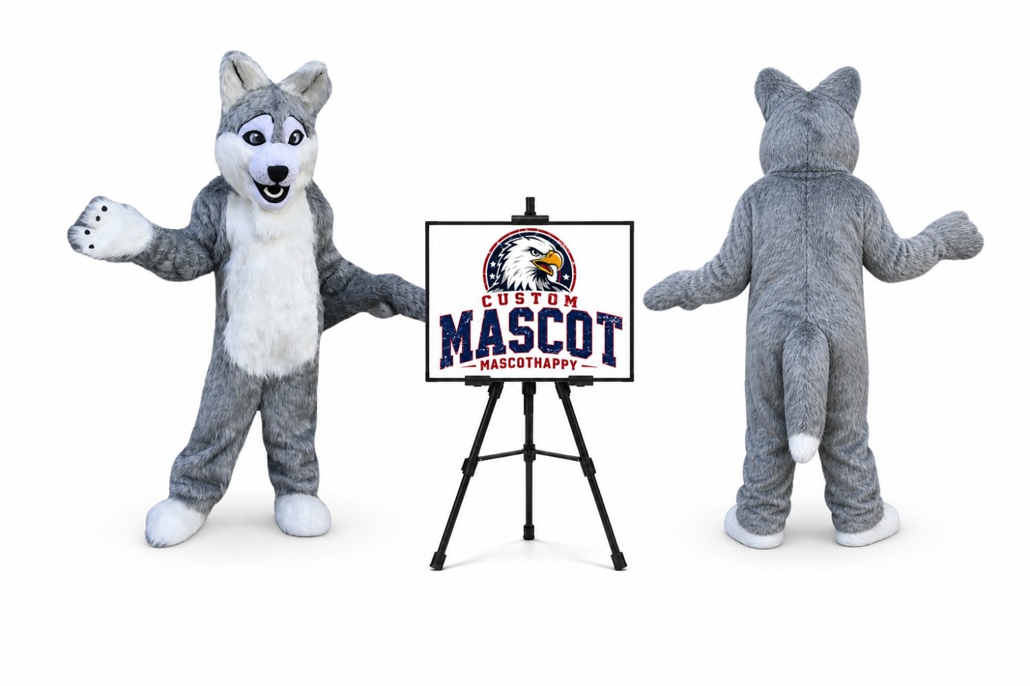 Long Wolf Mascot Costume Long Wolf Mascot Costume