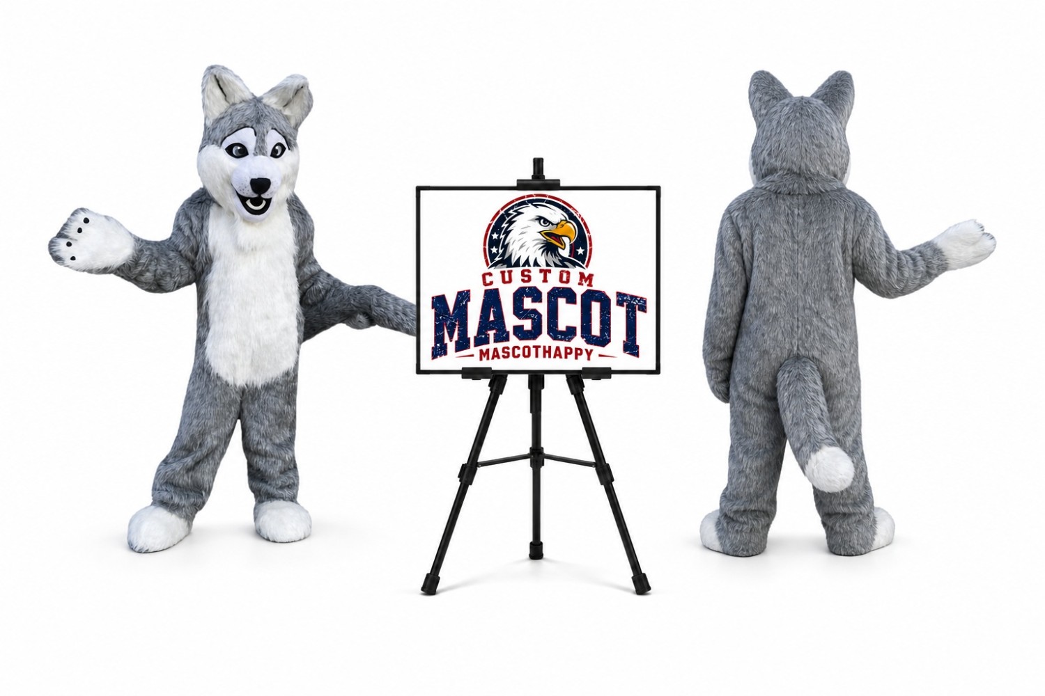 Long Wolf Mascot Costume Long Wolf Mascot Costume