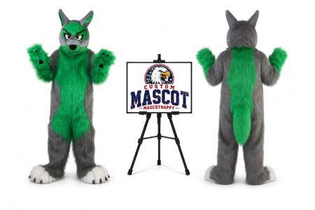 Long Hair Wolf Mascot Costume