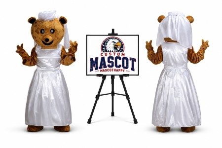 Wedding Bride Bear Mascot Costume for Wedding Events