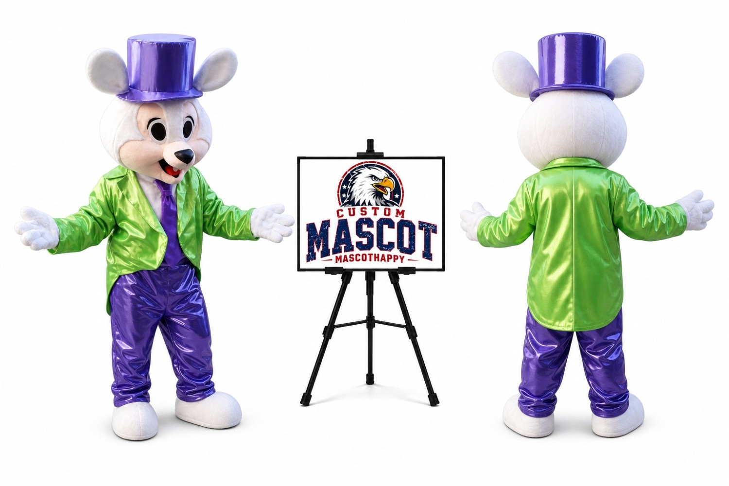 Green Mr. Easter Bunny Mascot Costume Green Mr. Easter Bunny Mascot Costume