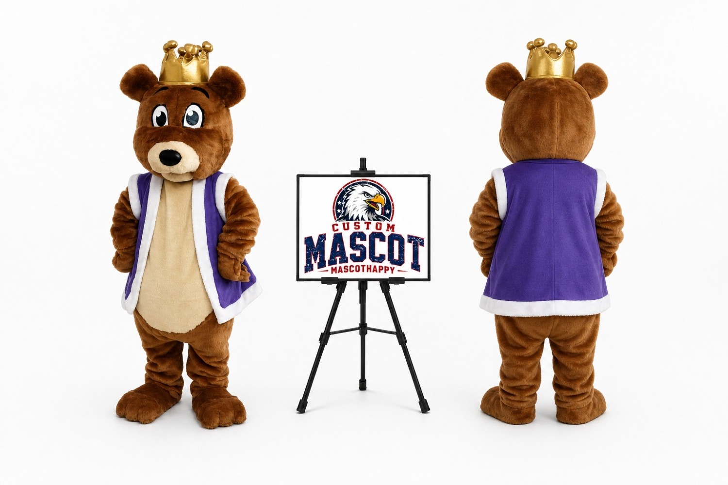 Plush Bear King Mascot Costume Plush Bear King Mascot Costume