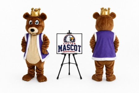 Plush Bear King Mascot Costume