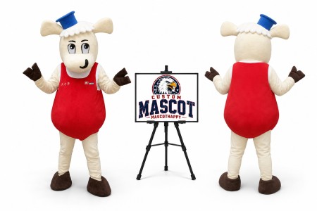 Plush Cartoon Genius Sheep Mascot Costume