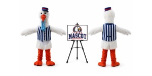 White Plush Stork Mascot Costume White Plush Stork Mascot Costume