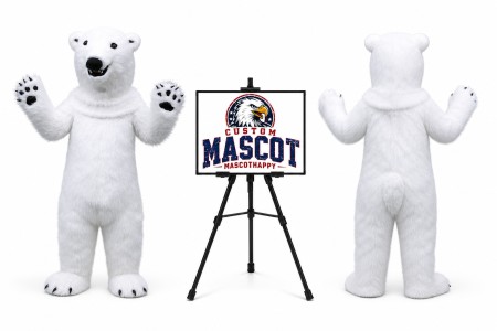 Realistic Furry Polar Bear Mascot Costume