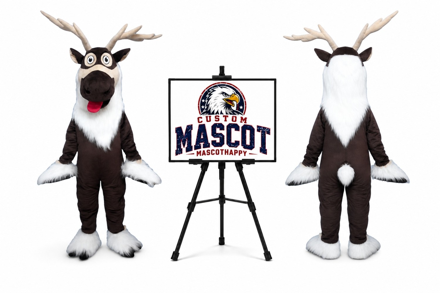 Reindeer Long Hair Quality Mascot Costume for Christmas Events Reindeer Long Hair Quality Mascot Costume for Christmas Events