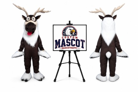 Reindeer Long Hair Quality Mascot Costume for Christmas Events