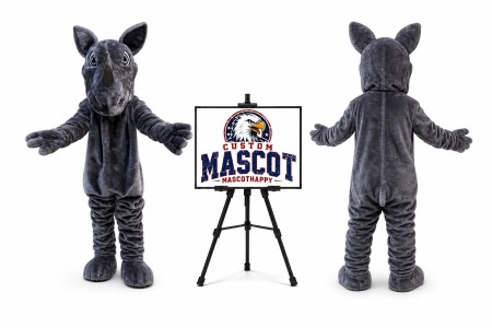 Rhino Mascot Rhinoceros Costume Cartoon Character Mascot Costume