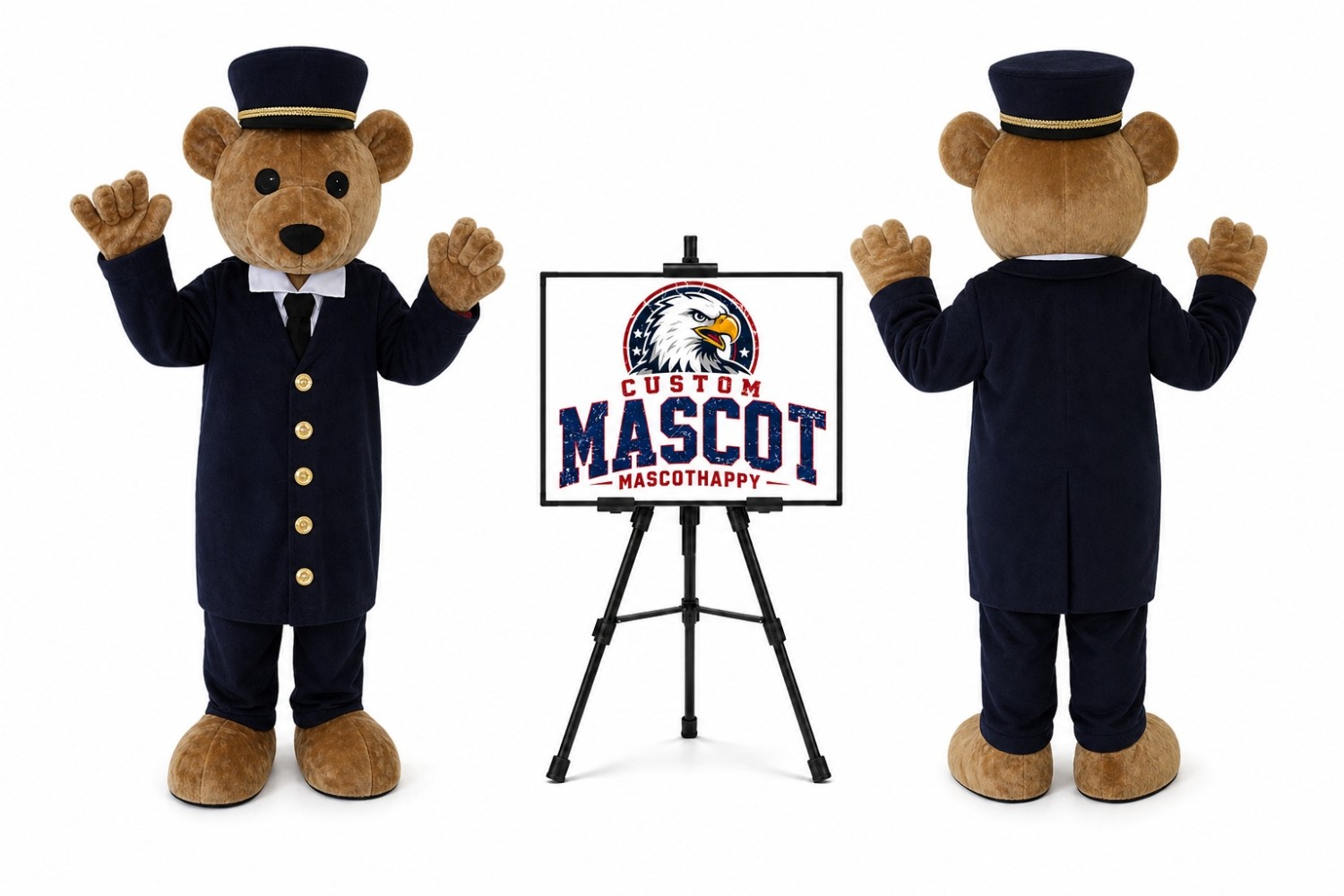 Teddy Bear Conductor Mascot Costume Teddy Bear Conductor Mascot Costume