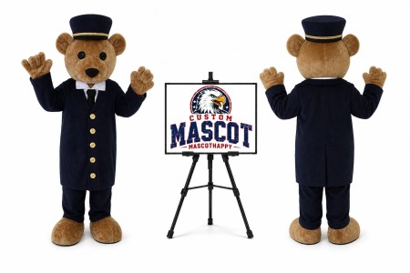 Teddy Bear Conductor Mascot Costume