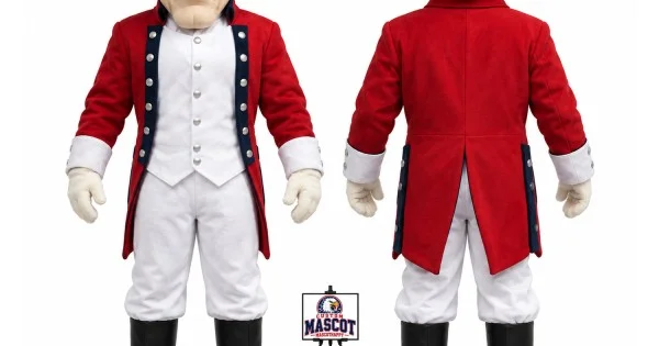 Colonial Man Mascot Costume with Red Coat