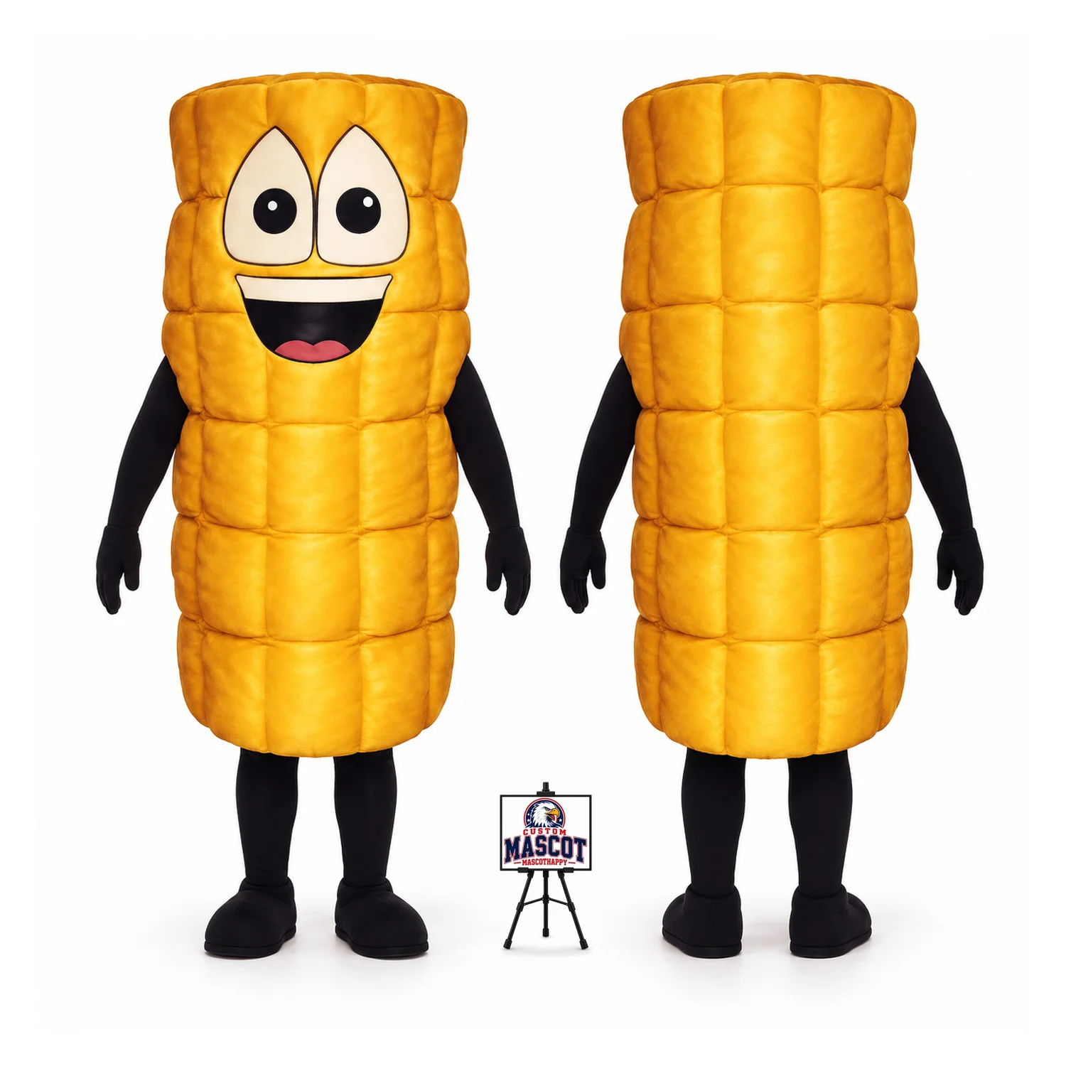 Corn Cob Mascot Costume with Black Arms and Legs