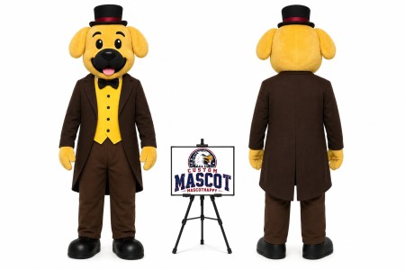 Cartoon Plush Gentleman Little Dog Mascot Costume