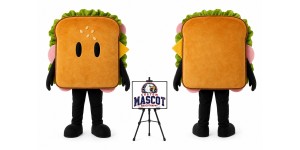 Cartoon Restaurant Hamburger Sandwich Mascot Costume Cartoon Restaurant Hamburger Sandwich Mascot Costume