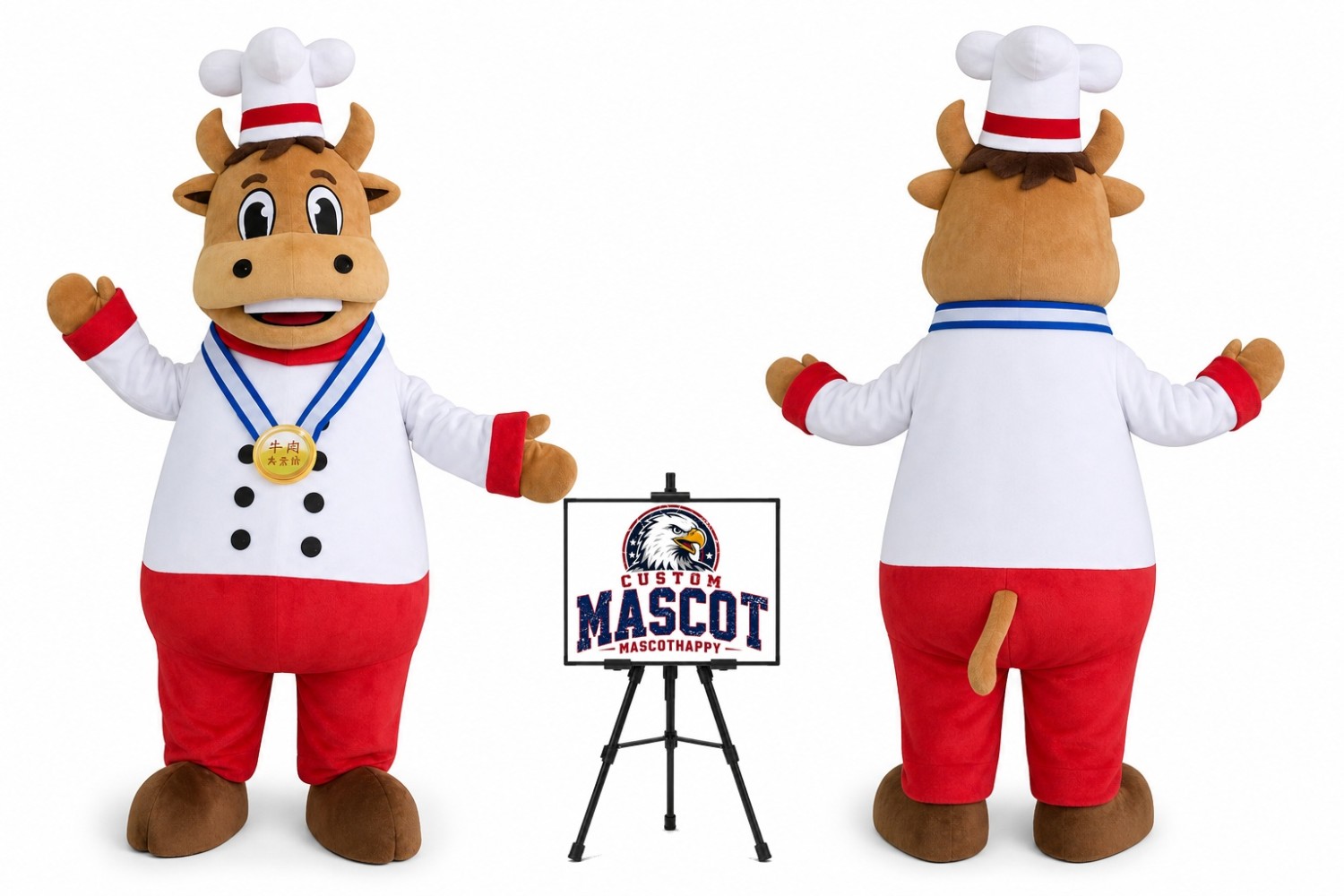 Chef Bull Mascot Costume for Food Events Chef Bull Mascot Costume for Food Events