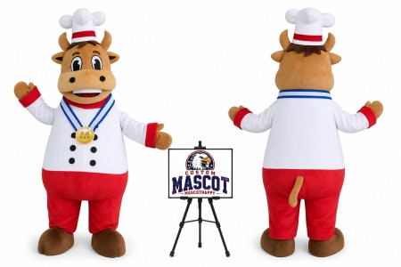 Chef Bull Mascot Costume for Food Events