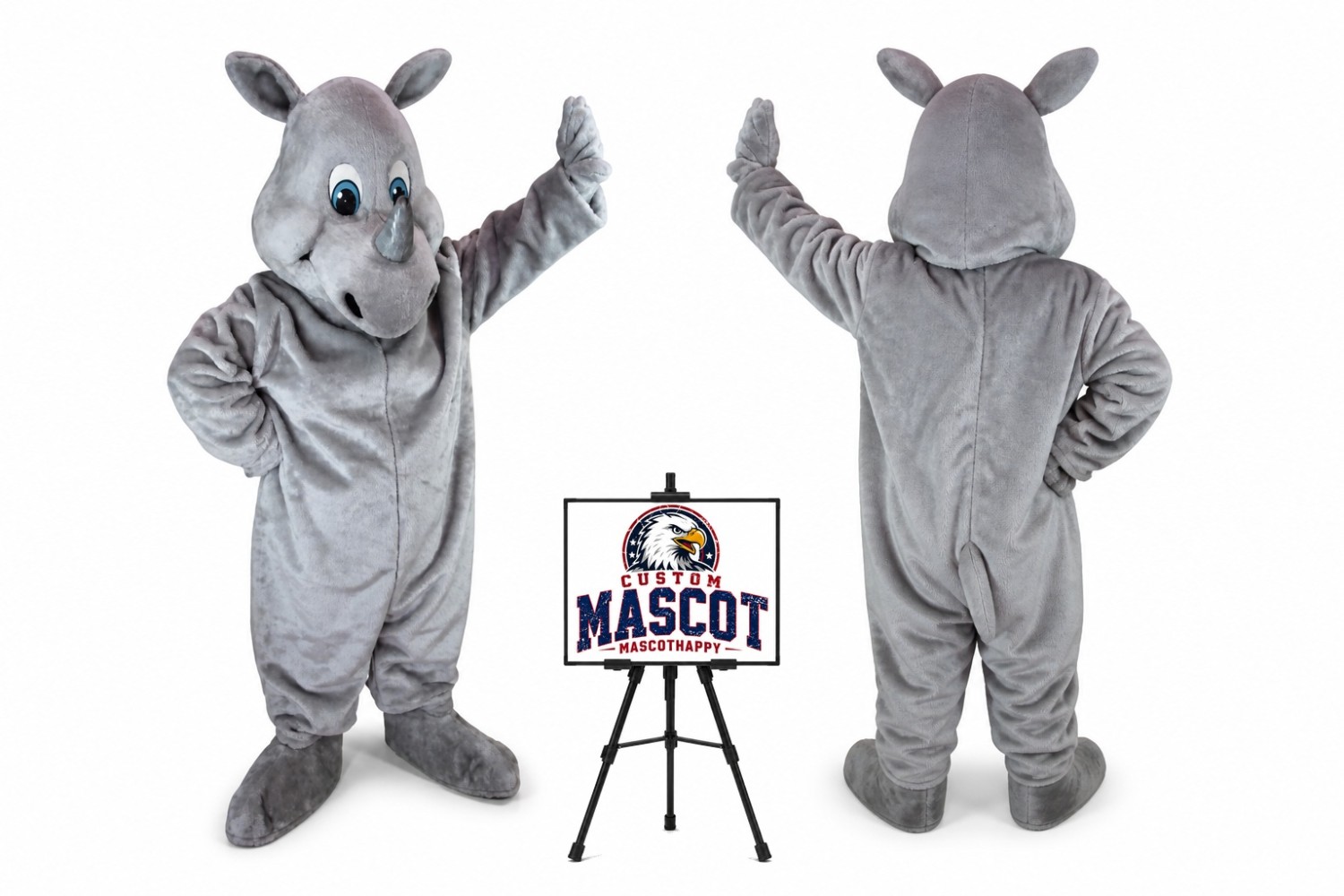 Happy Rhino Mascot Costume Happy Rhino Mascot Costume