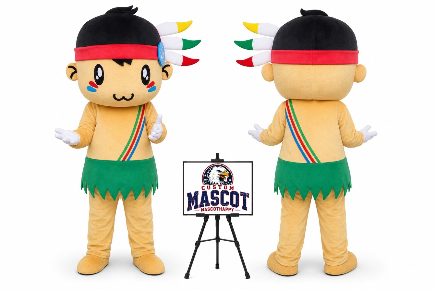 Indian Boy Girl Mascot Costume Indian Boy Girl Mascot Costume