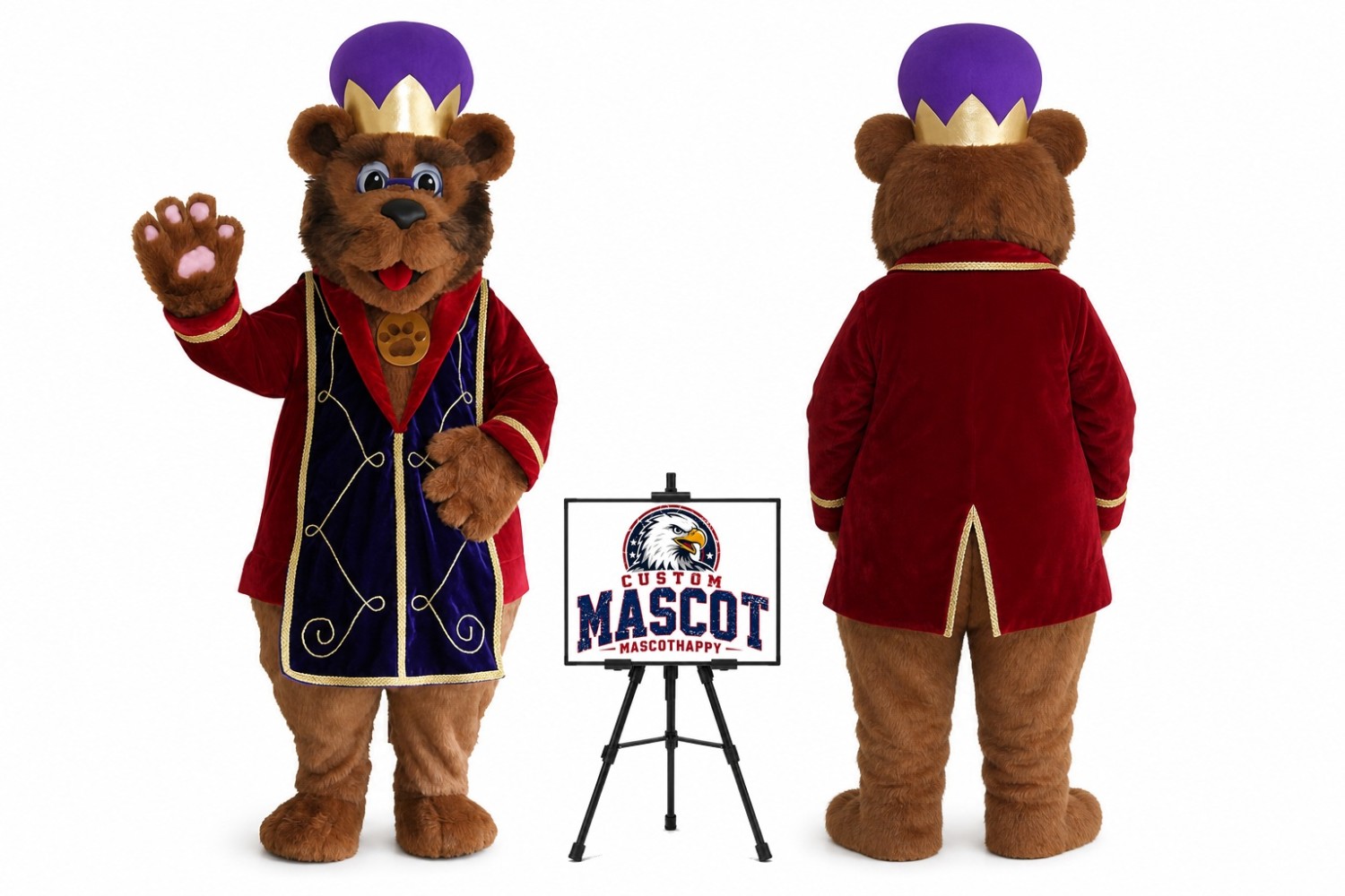 King Bear Mascot Costume King Bear Mascot Costume