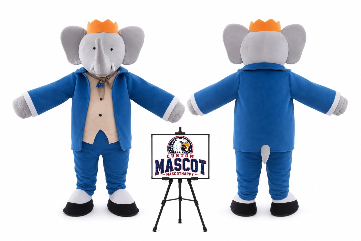 King Elephant Mascot Costume King Elephant Mascot Costume