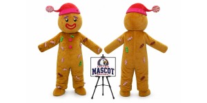 Christmas Adult Gingerbread Man Mascot Costume for Christmas Events Christmas Adult Gingerbread Man Mascot Costume for Christmas Events