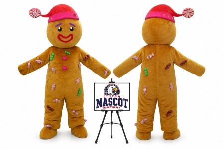 Christmas Adult Gingerbread Man Mascot Costume for Christmas Events