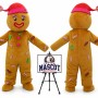 Christmas Adult Gingerbread Man Mascot Costume for Christmas Events