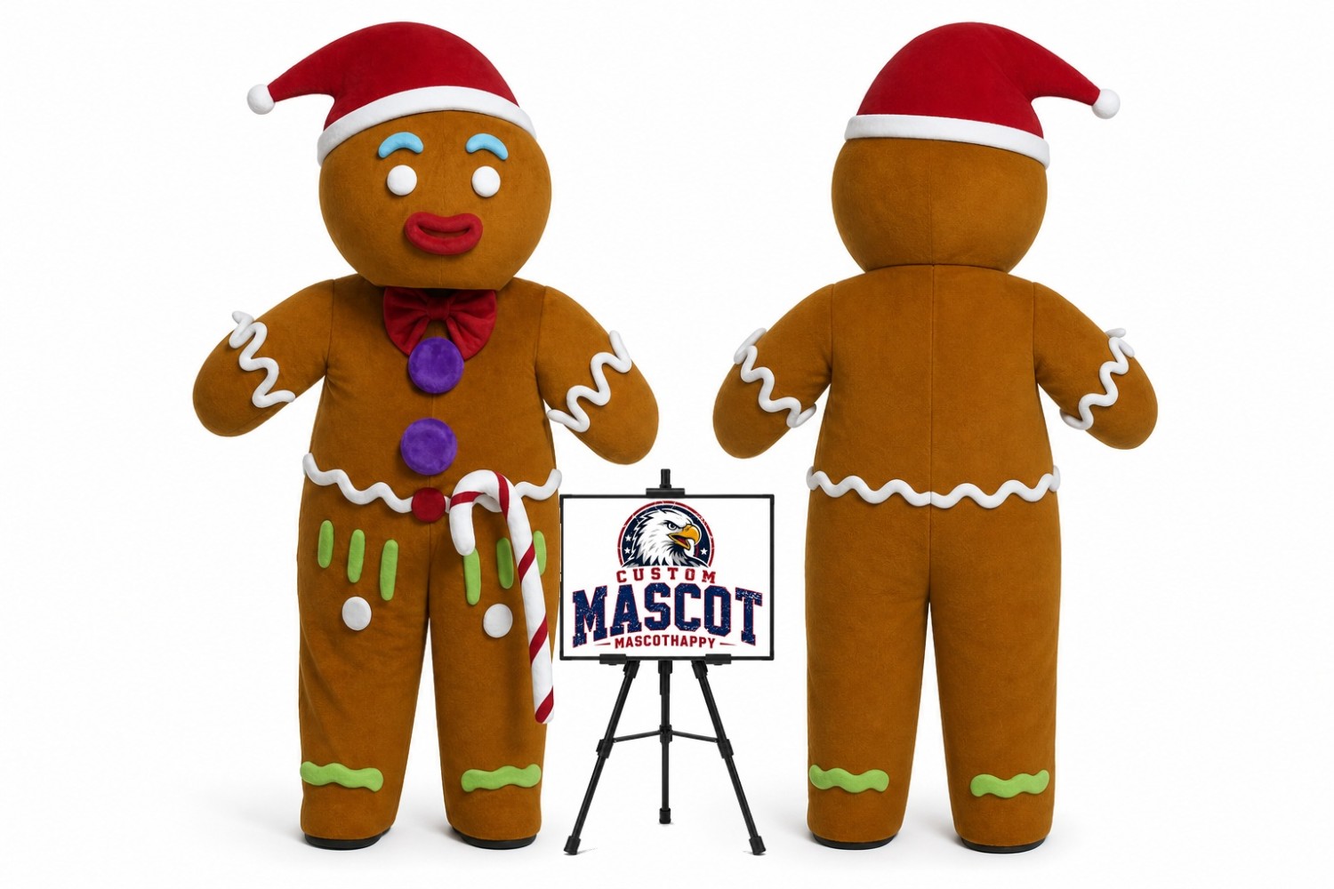 Christmas Adult Gingerbread Man Mascot Costume for Christmas Events Christmas Adult Gingerbread Man Mascot Costume for Christmas Events