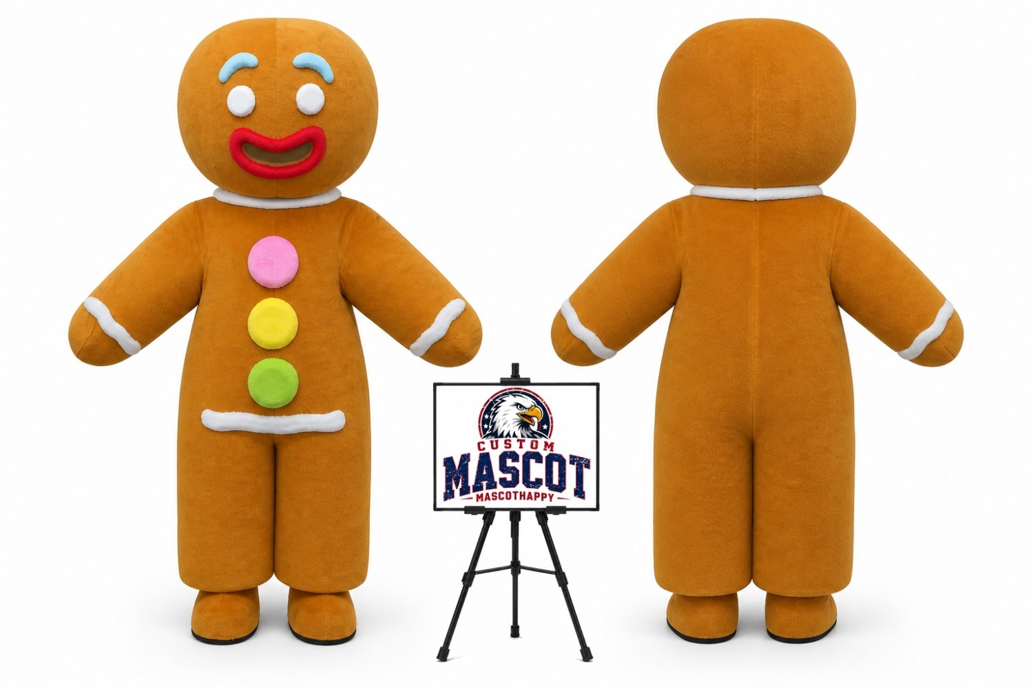 Christmas Adult Gingerbread Man Mascot Costume for Christmas Events Christmas Adult Gingerbread Man Mascot Costume for Christmas Events