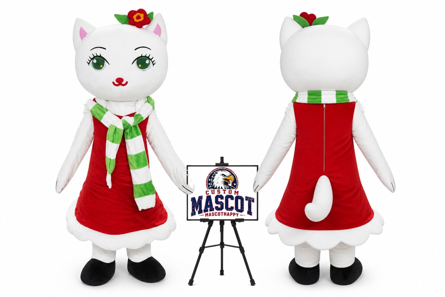 Christmas Cat Girl Mascot Costume for Christmas Events Christmas Cat Girl Mascot Costume for Christmas Events