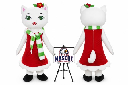 Christmas Cat Girl Mascot Costume for Christmas Events