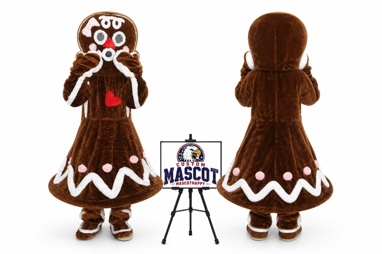 Christmas Lady Gingerbread Mascot Costume for Christmas Events Christmas Lady Gingerbread Mascot Costume for Christmas Events