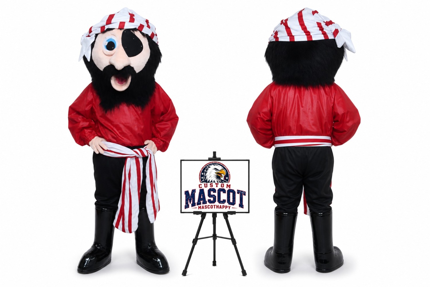 One-Eyed Pirate Mascot Costume for Parties One-Eyed Pirate Mascot Costume for Parties