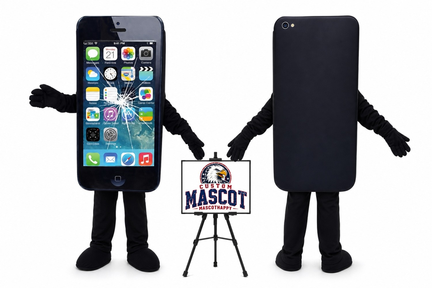 Damaged Broken Iphone Phone Mascot Costume Damaged Broken Iphone Phone Mascot Costume