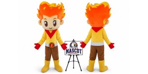 Energetic Fire Boy Mascot Costume Energetic Fire Boy Mascot Costume