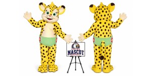 Franny Baby Cheetah Party Mascot Costume Franny Baby Cheetah Party Mascot Costume
