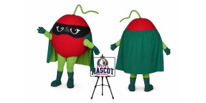 Fruit vegetables Cherry Superhero Mascot Costume Fruit vegetables Cherry Superhero Mascot Costume