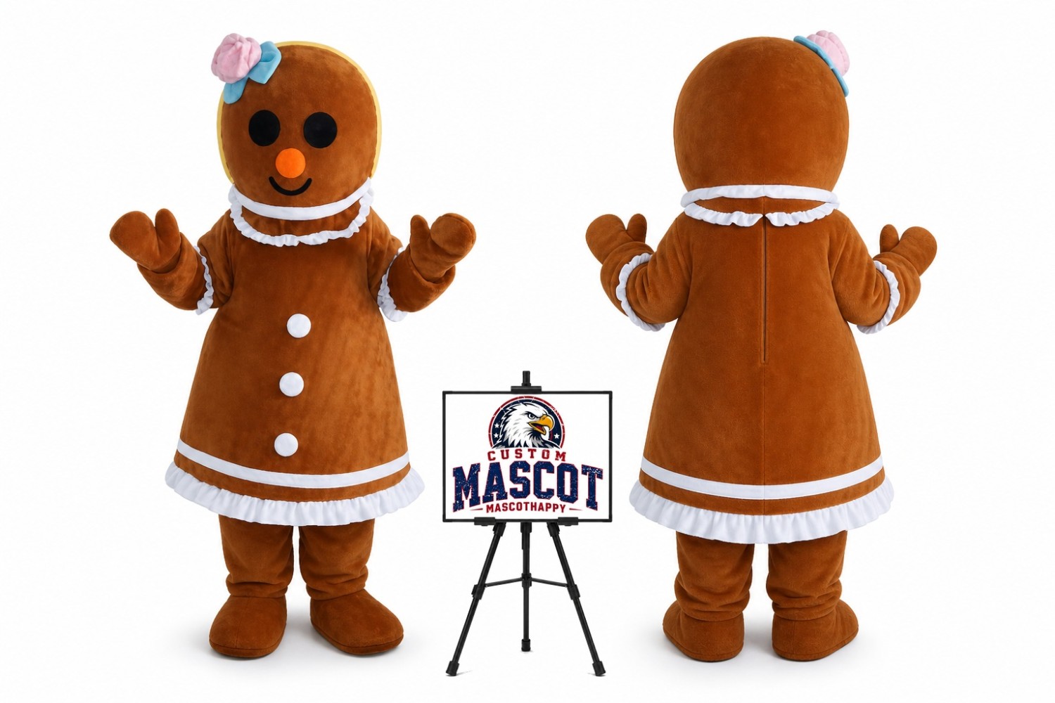 Gingerbread Girl Mascot Costume for Food Events Gingerbread Girl Mascot Costume for Food Events