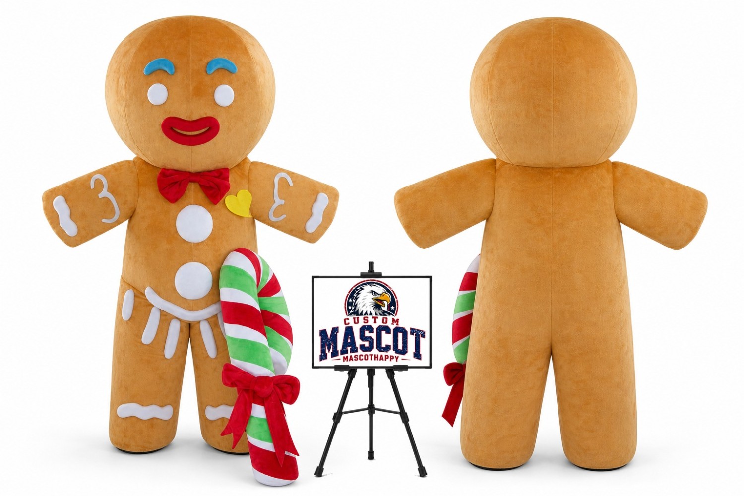 Gingerbread Man Cookies Mascot Costume for Food Events Gingerbread Man Cookies Mascot Costume for Food Events