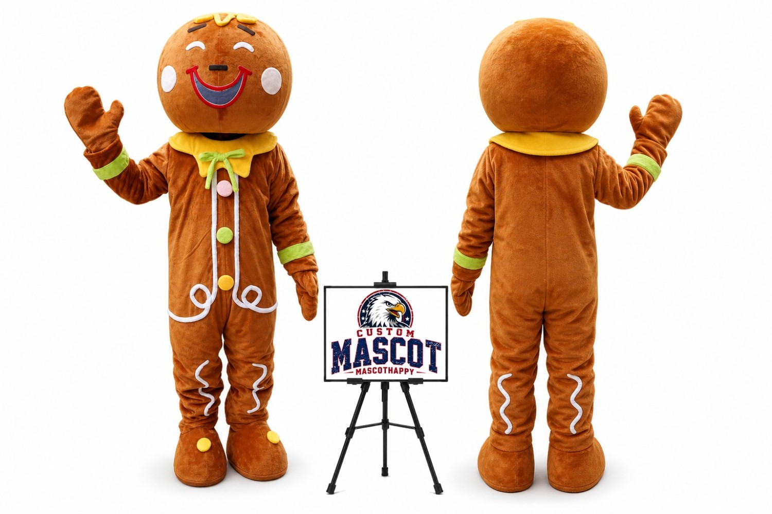 Gingerbread Man Christmas Mascot Costume for Christmas Events Gingerbread Man Christmas Mascot Costume for Christmas Events