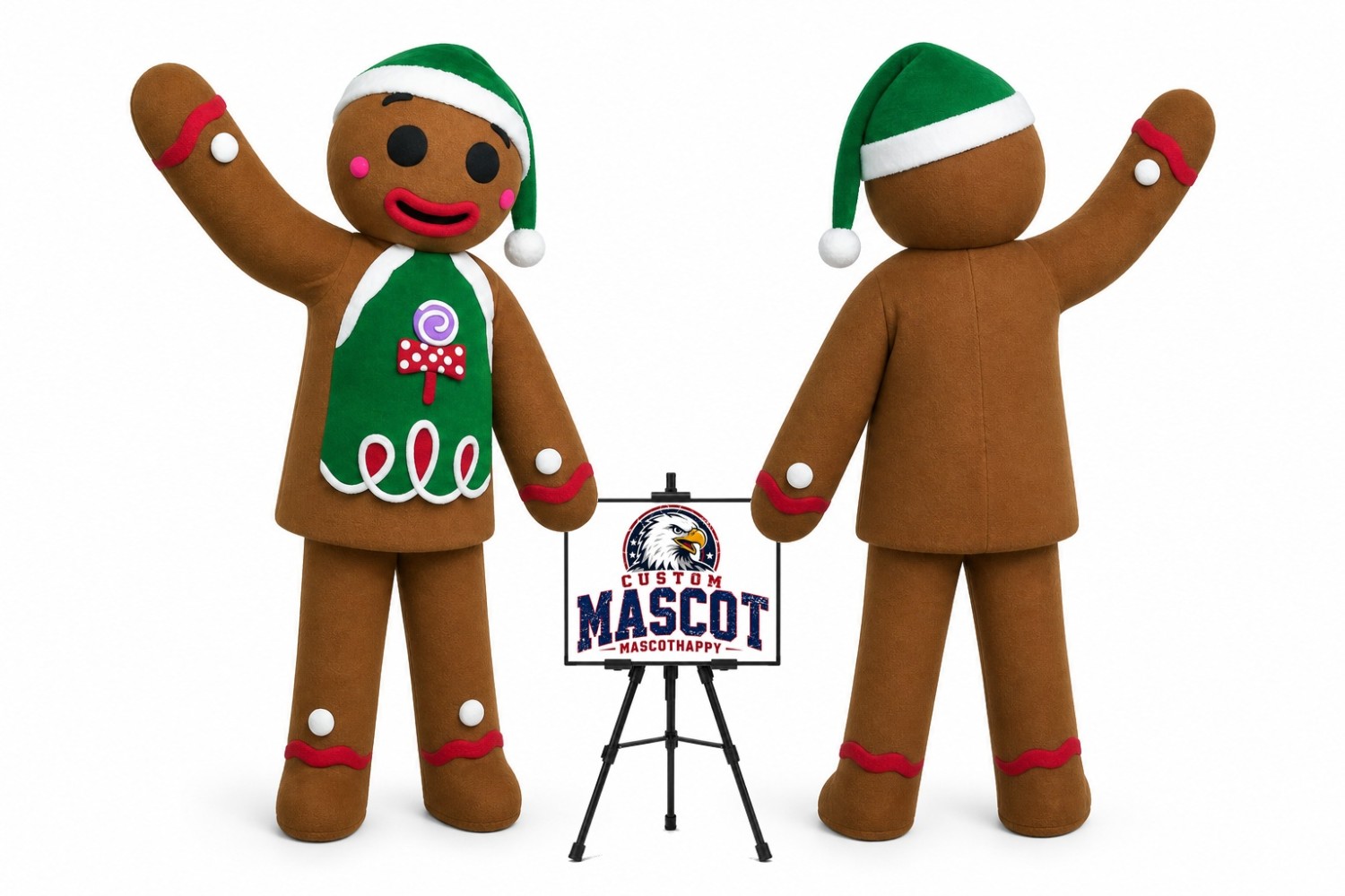 Gingerbread Man Mascot Costume for Food Events Gingerbread Man Mascot Costume for Food Events
