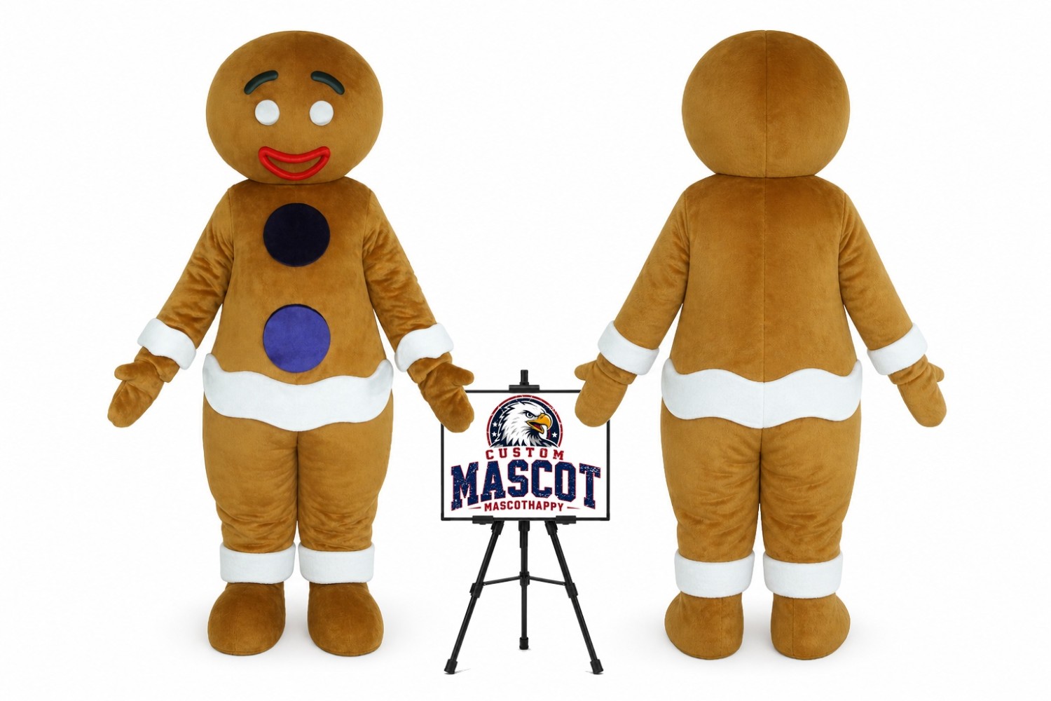 Gingerbread Man Mascot Costume for Food Events Gingerbread Man Mascot Costume for Food Events