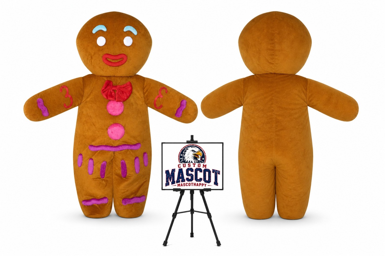 Gingerbread Man Mascot Costume for Food Events Gingerbread Man Mascot Costume for Food Events