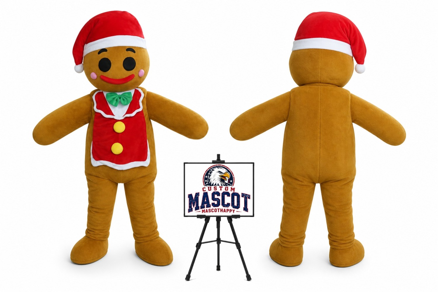 Gingerbread Man Mascot Costume for Christmas Events Gingerbread Man Mascot Costume for Christmas Events