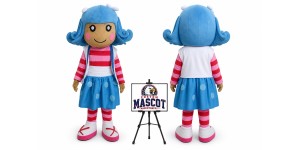 Girl With A Curly Hair Mascot Costume Girl With A Curly Hair Mascot Costume