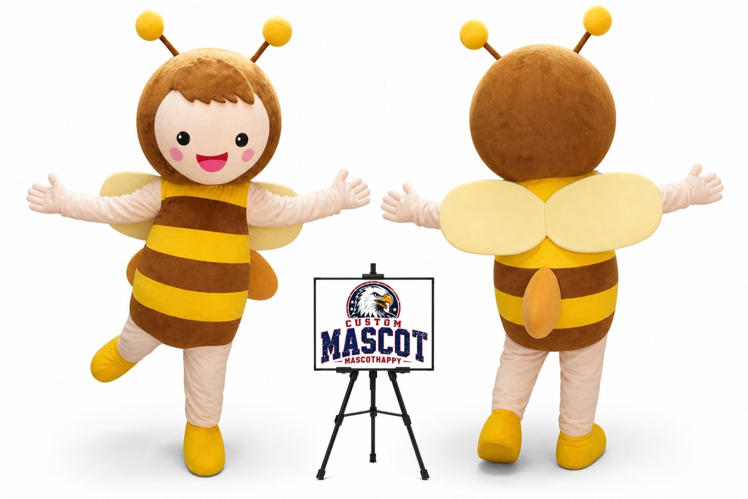 Happy Bee Mascot Costume Happy Bee Mascot Costume