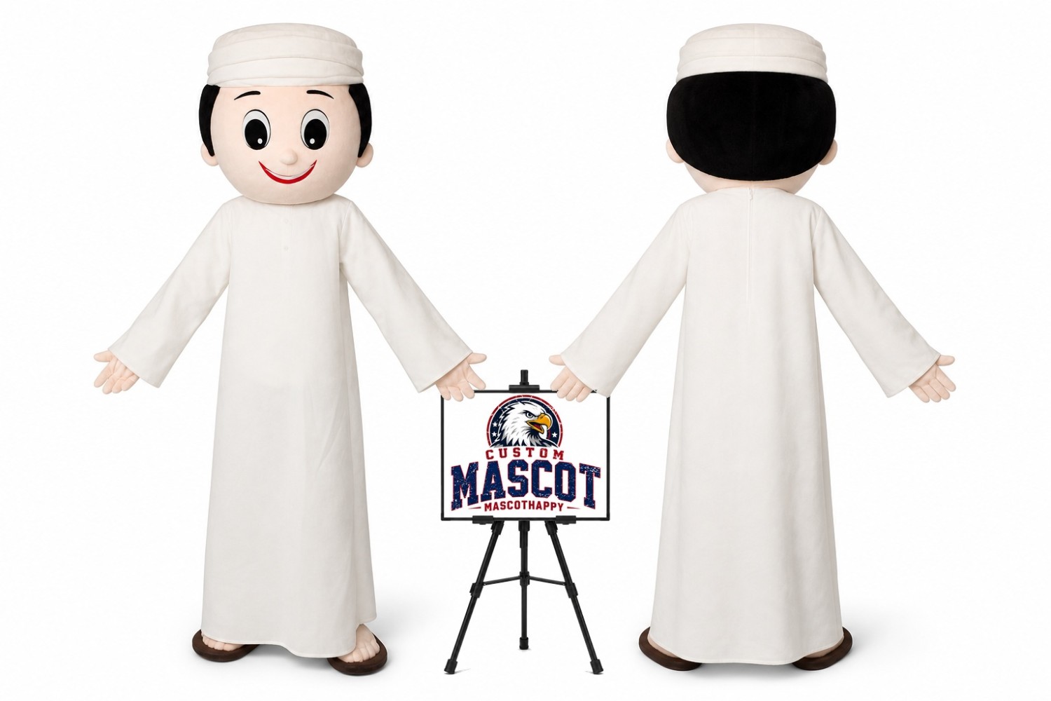 Happy Little Arab Boy Mascot Costume Happy Little Arab Boy Mascot Costume