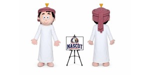 Blue Adult Arab Boy Mascot Costume
