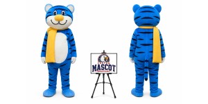 Blue Adult Tiger Mascot Costume Blue Adult Tiger Mascot Costume